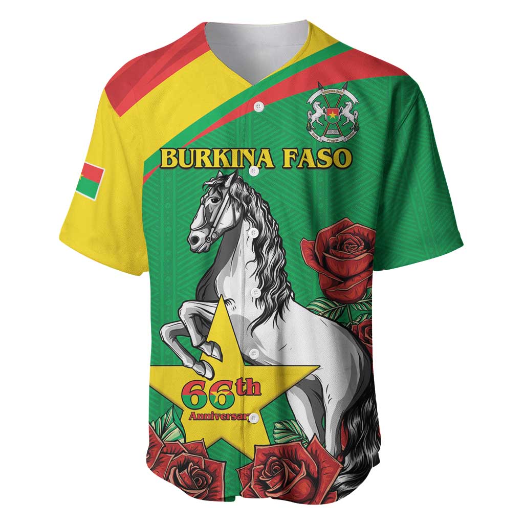 Personalized Burkina Faso Baseball Jersey White Stallion With Red Rose - Republic Day LT15