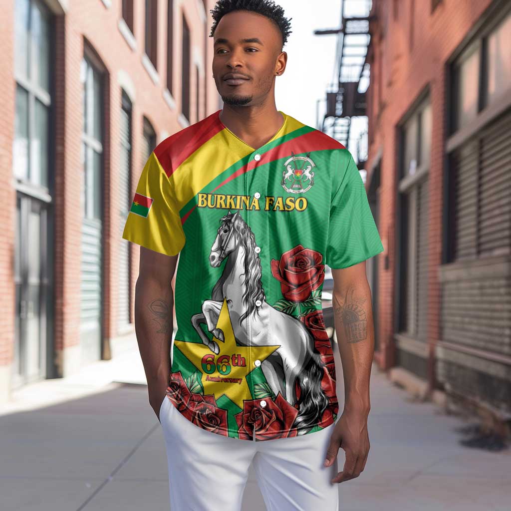 Personalized Burkina Faso Baseball Jersey White Stallion With Red Rose - Republic Day LT15