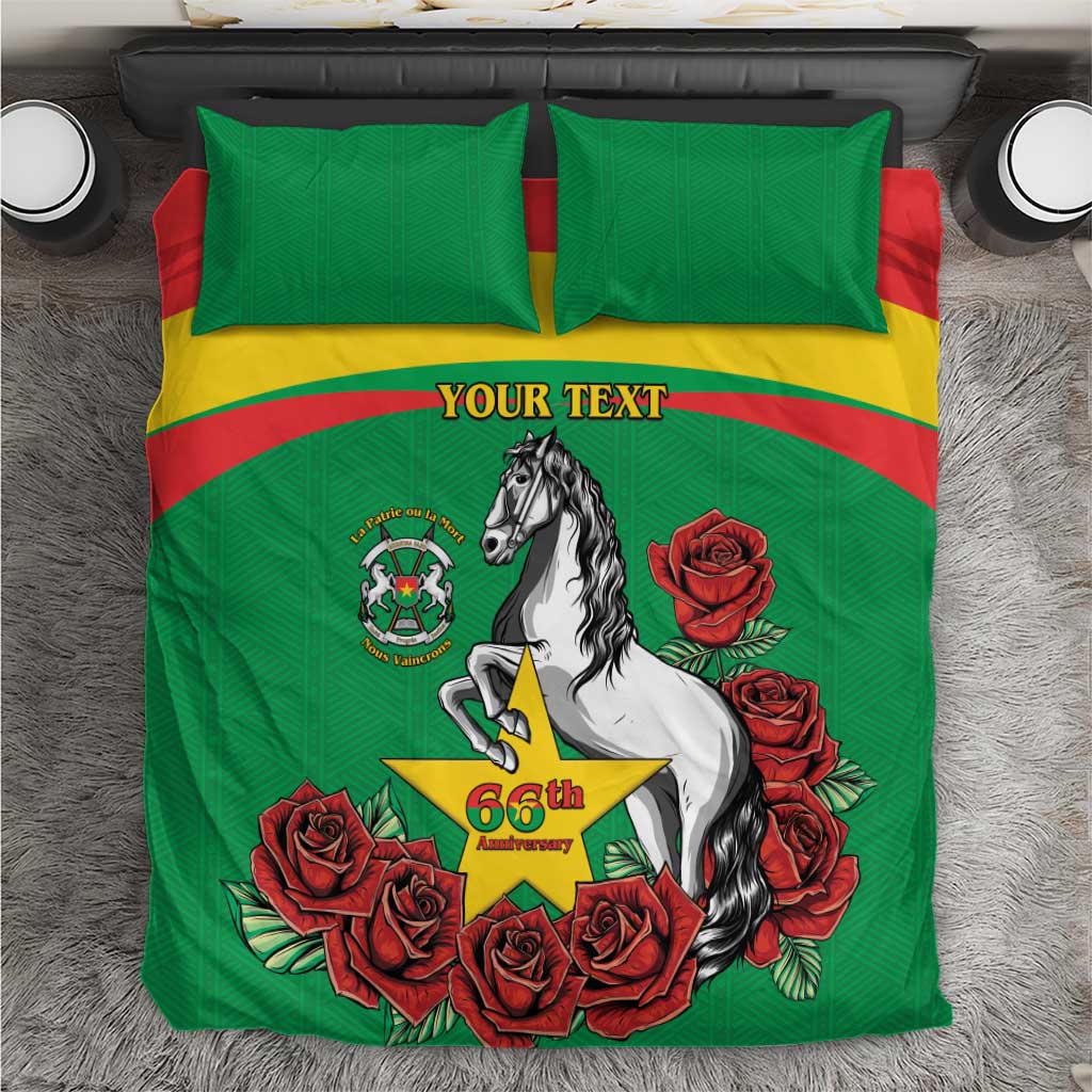 Personalized Burkina Faso Bedding Set White Stallion With Red Rose - Republic Day LT15