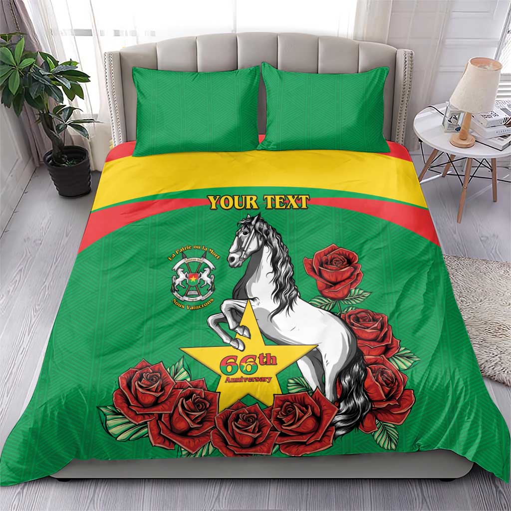 Personalized Burkina Faso Bedding Set White Stallion With Red Rose - Republic Day LT15