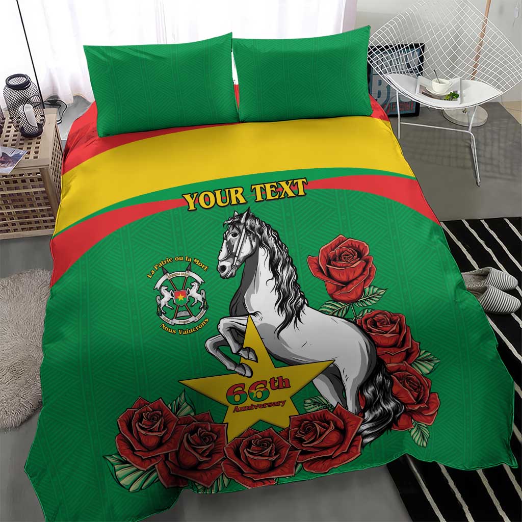 Personalized Burkina Faso Bedding Set White Stallion With Red Rose - Republic Day LT15