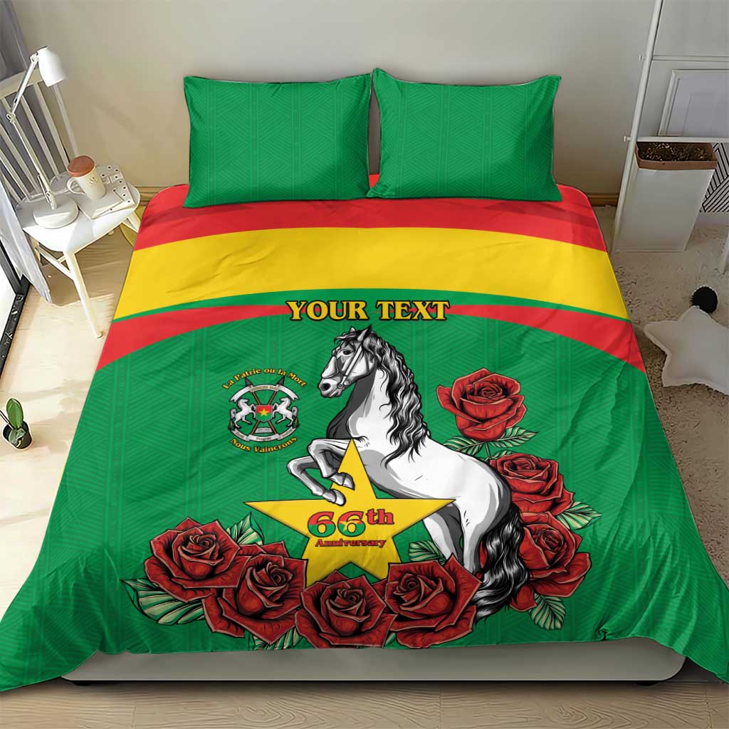 Personalized Burkina Faso Bedding Set White Stallion With Red Rose - Republic Day LT15