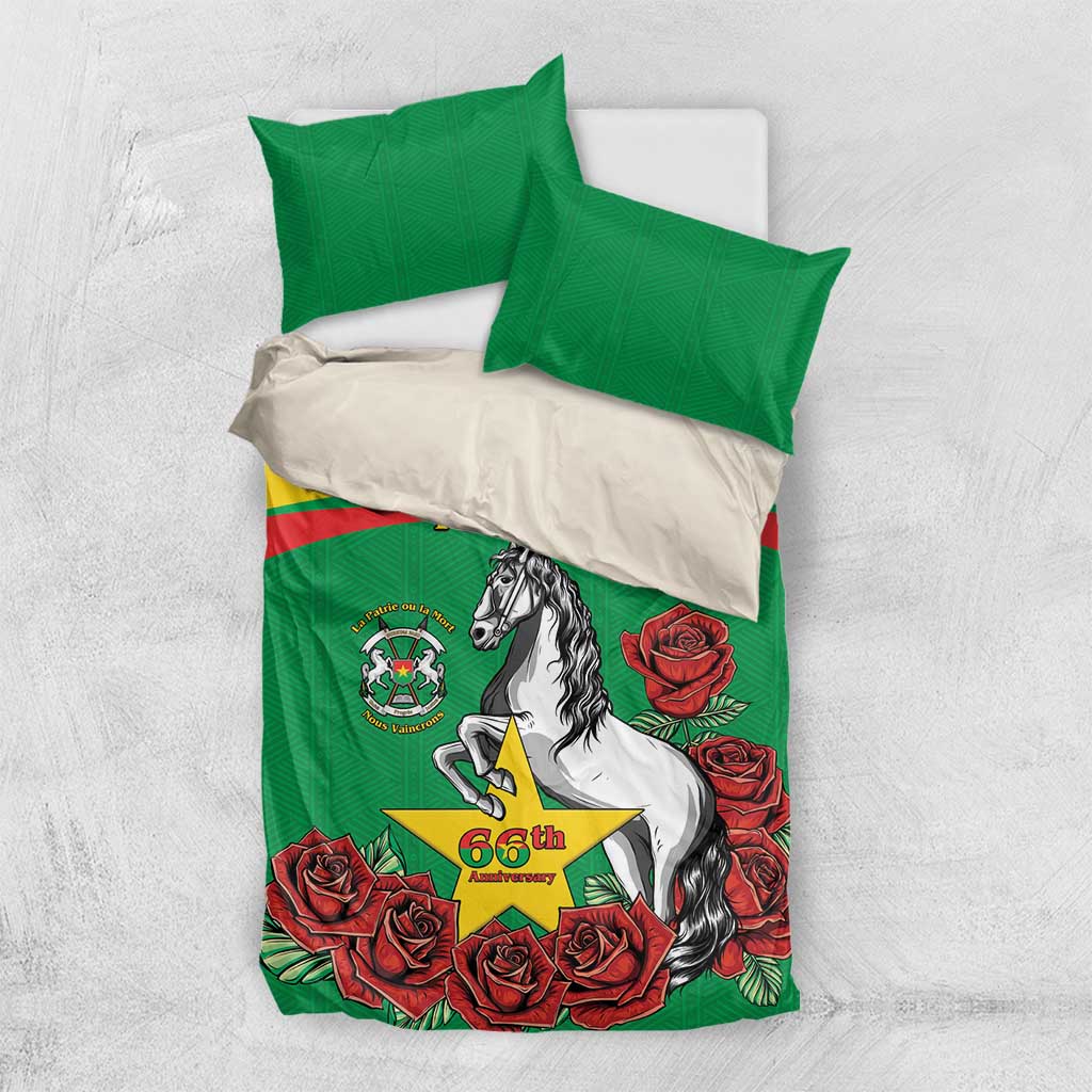 Personalized Burkina Faso Bedding Set White Stallion With Red Rose - Republic Day LT15