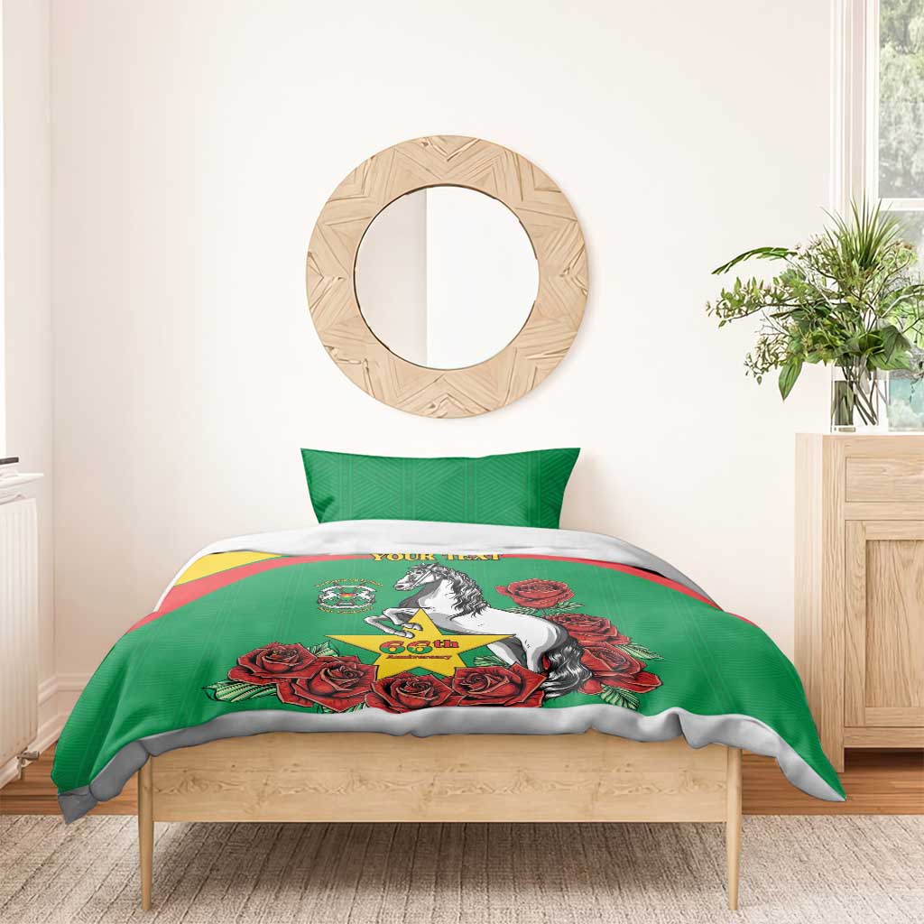 Personalized Burkina Faso Bedding Set White Stallion With Red Rose - Republic Day LT15