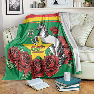 Personalized Burkina Faso Blanket White Stallion With Red Rose - Republic Day LT15