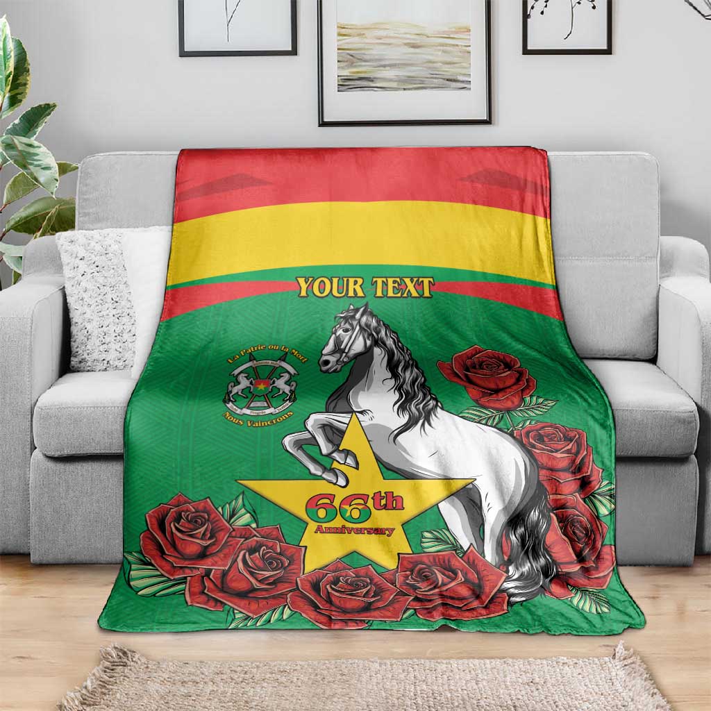 Personalized Burkina Faso Blanket White Stallion With Red Rose - Republic Day LT15