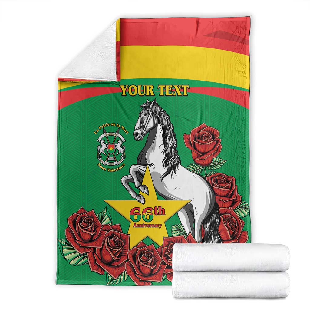 Personalized Burkina Faso Blanket White Stallion With Red Rose - Republic Day LT15