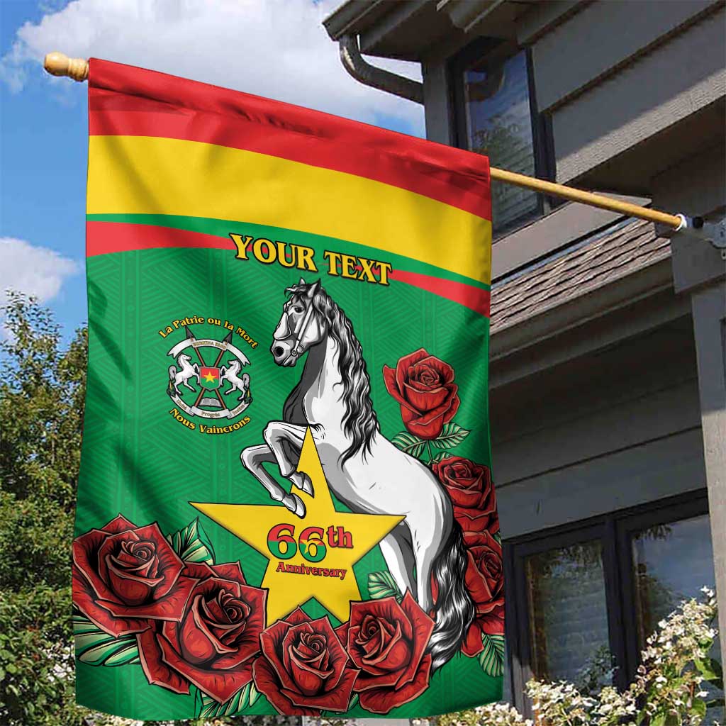 Personalized Burkina Faso Garden Flag White Stallion With Red Rose - Republic Day LT15