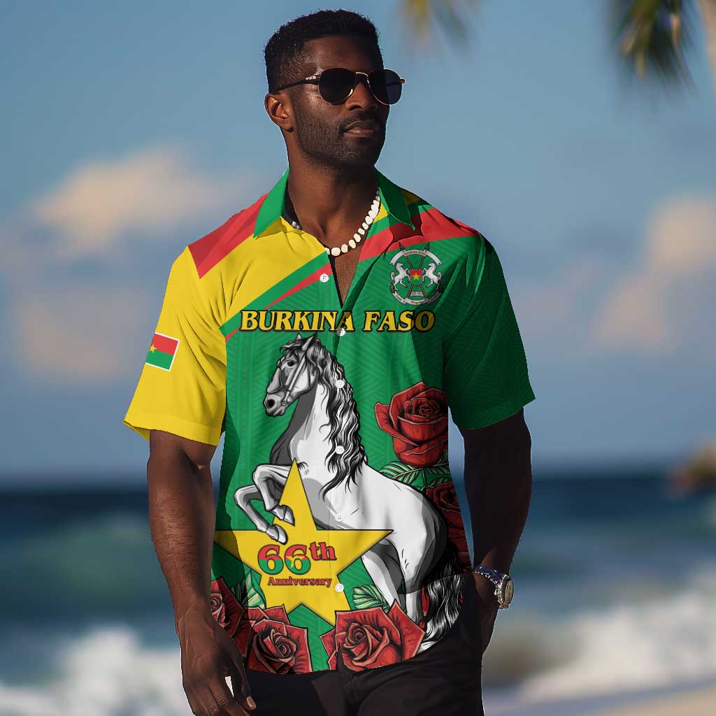 Personalized Burkina Faso Hawaiian Shirt White Stallion With Red Rose - Republic Day LT15