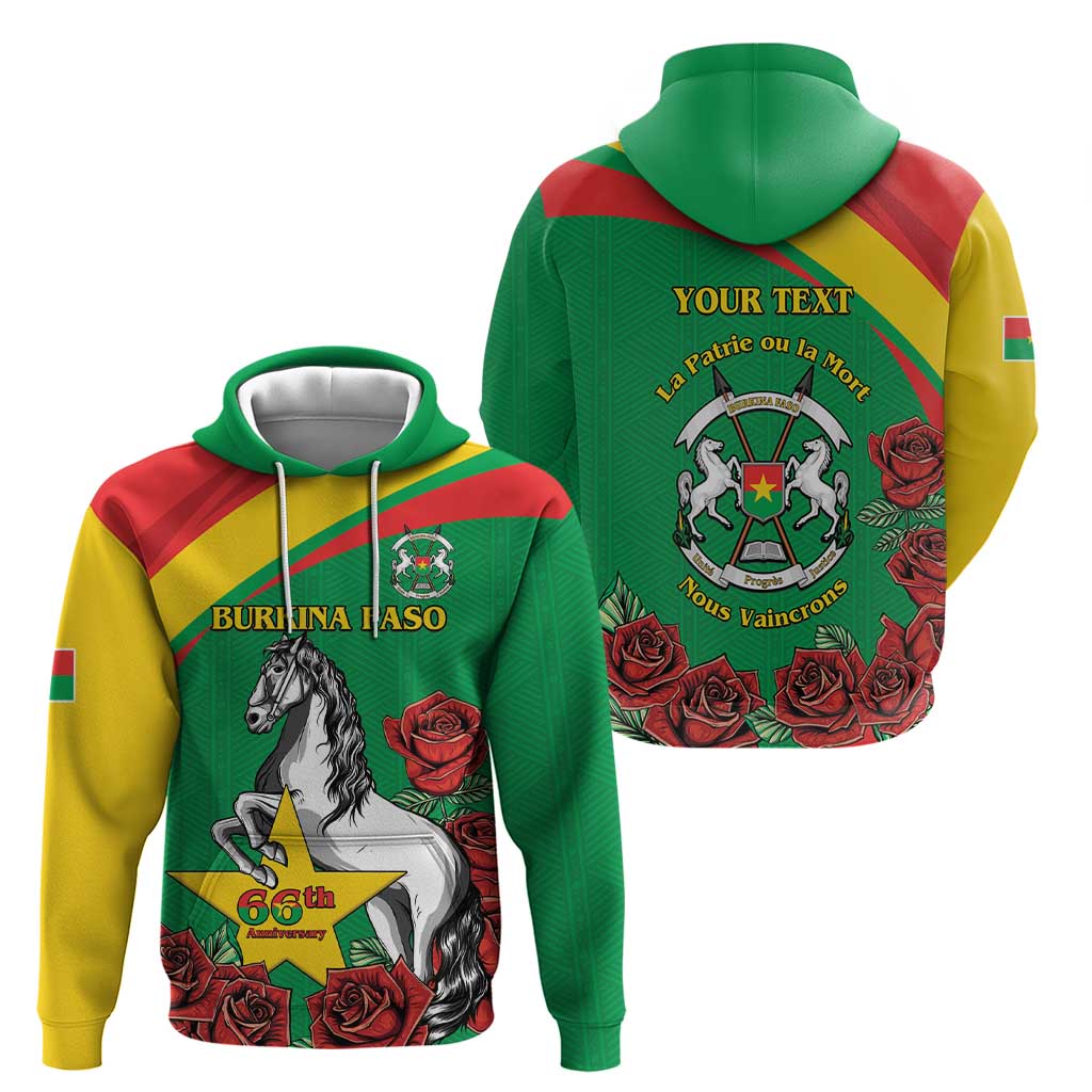 Personalised Burkina Faso Republic Day Hoodie Happy 66th Anniversary with White Stallion LT15