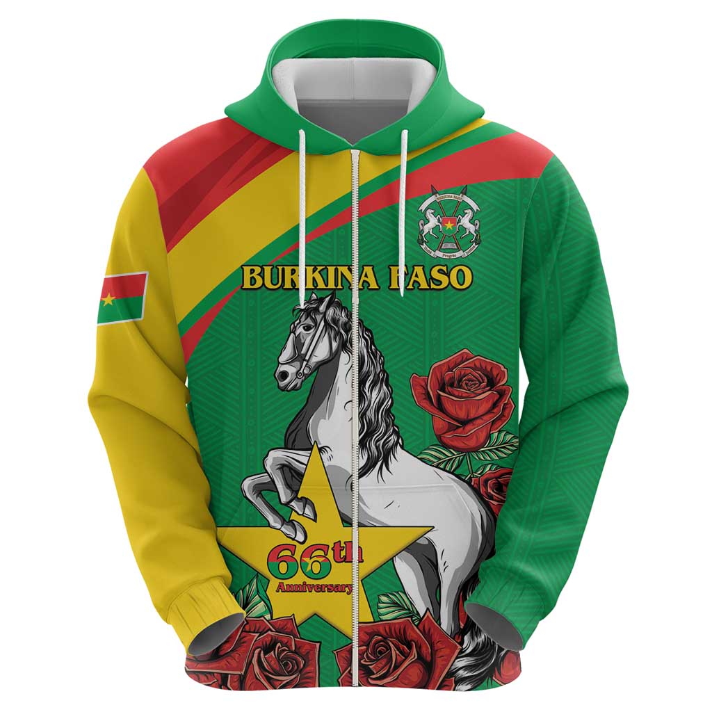 Personalised Burkina Faso Republic Day Hoodie Happy 66th Anniversary with White Stallion LT15