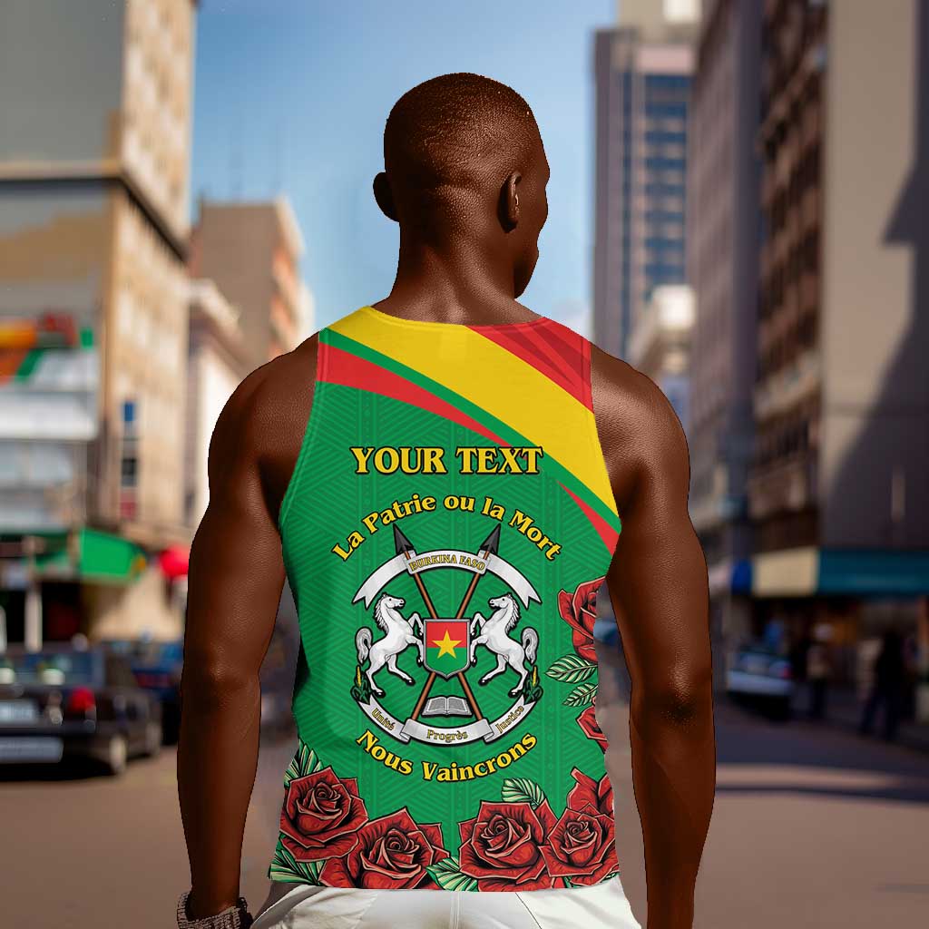 Personalized Burkina Faso Men Tank Top White Stallion With Red Rose - Republic Day LT15