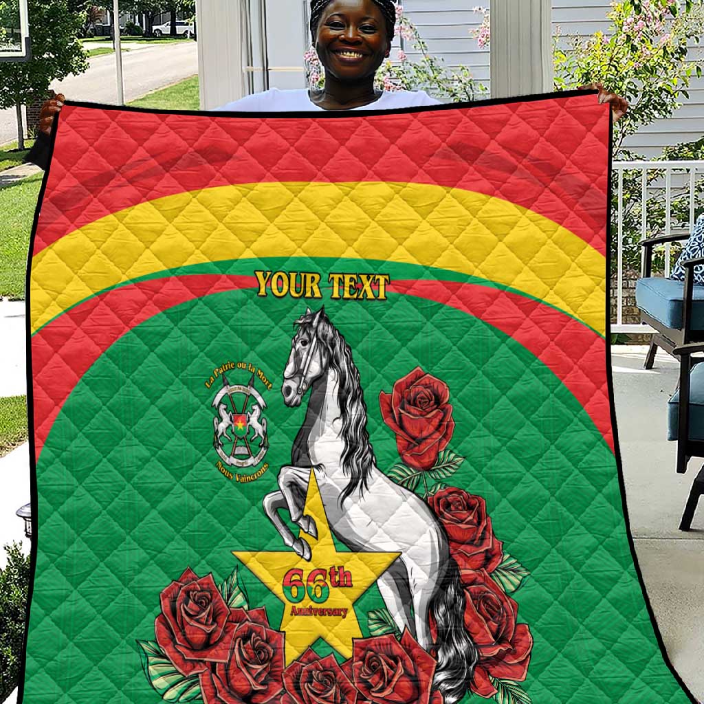 Personalized Burkina Faso Quilt White Stallion With Red Rose - Republic Day LT15