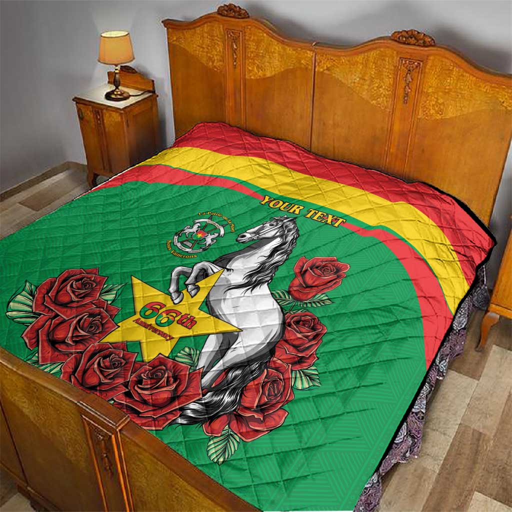 Personalized Burkina Faso Quilt White Stallion With Red Rose - Republic Day LT15