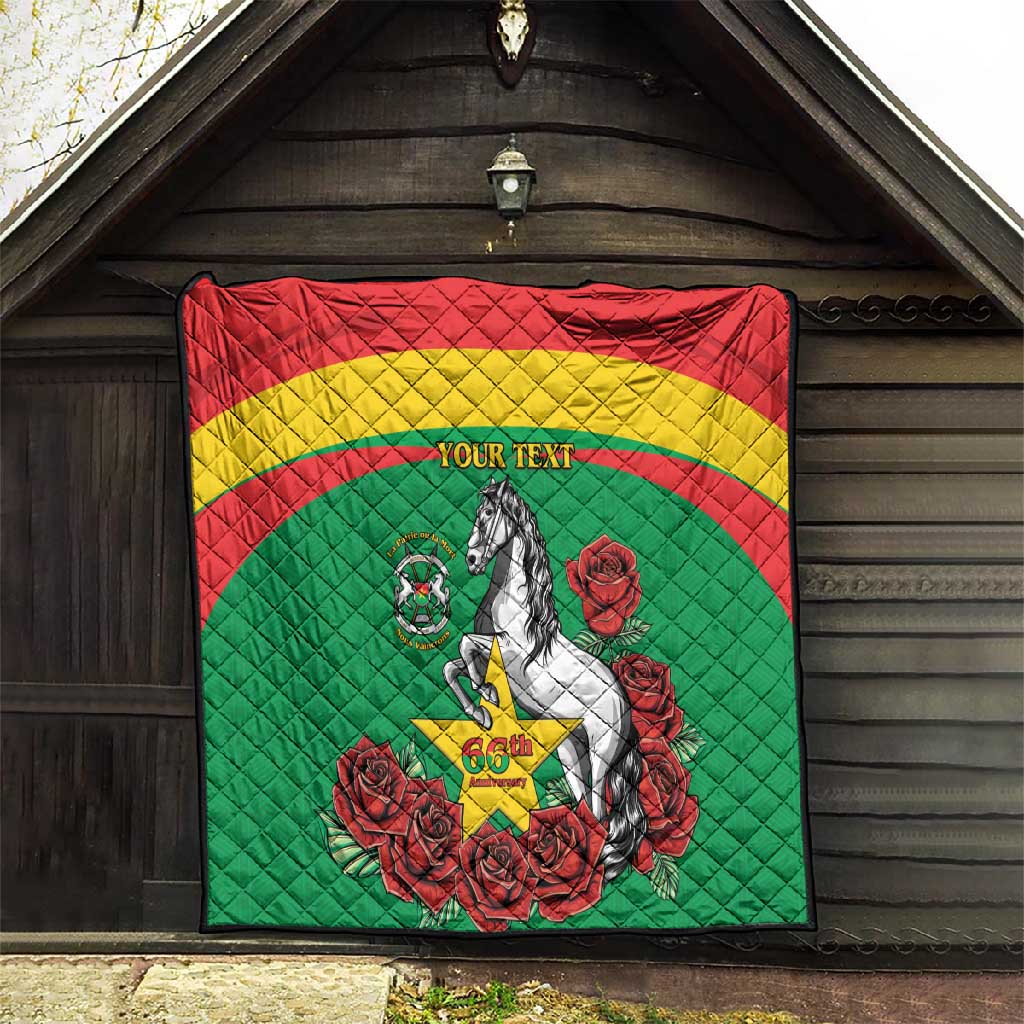 Personalized Burkina Faso Quilt White Stallion With Red Rose - Republic Day LT15