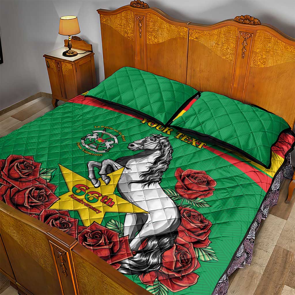 Personalized Burkina Faso Quilt Bed Set White Stallion With Red Rose - Republic Day LT15