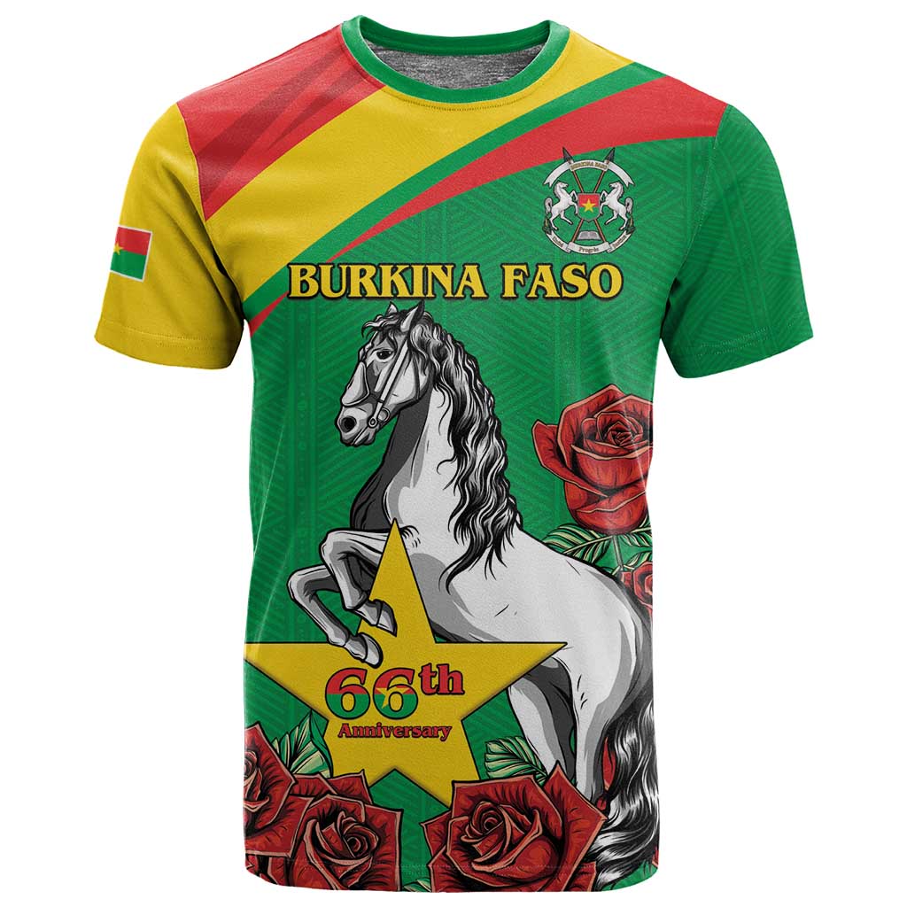 Personalized Burkina Faso T shirt White Stallion With Red Rose - Republic Day LT15