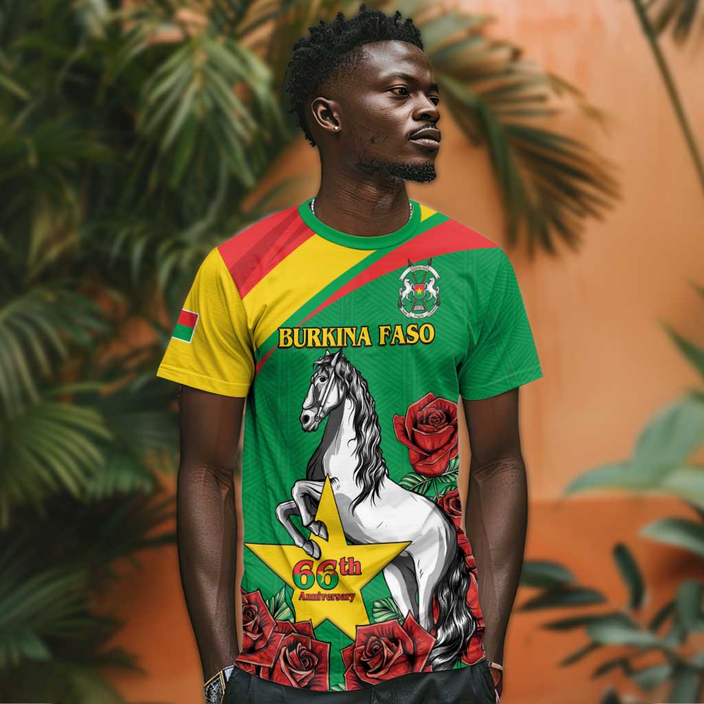 Personalized Burkina Faso T shirt White Stallion With Red Rose - Republic Day LT15