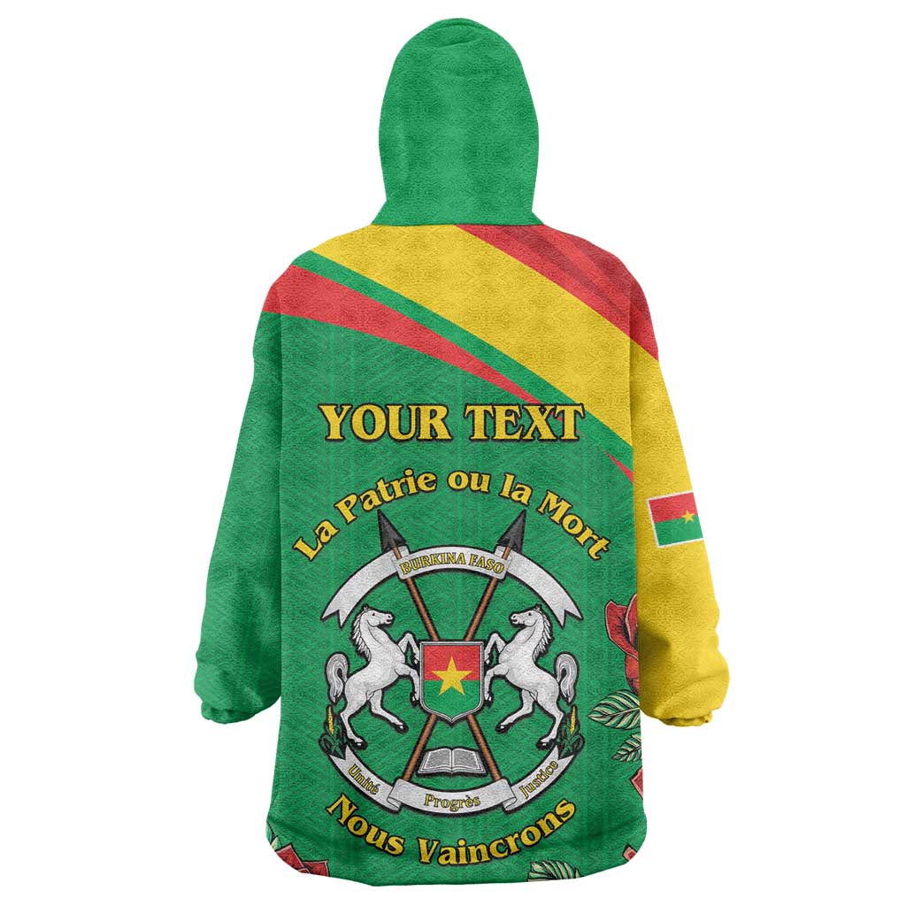 Personalized Burkina Faso Wearable Blanket Hoodie White Stallion With Red Rose - Republic Day LT15