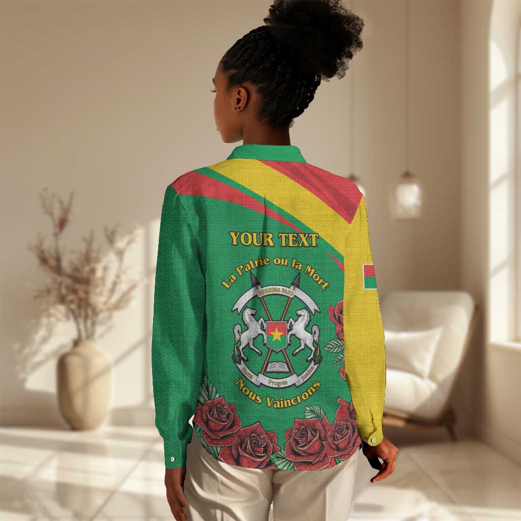 Personalized Burkina Faso Women Casual Shirt White Stallion With Red Rose - Republic Day LT15
