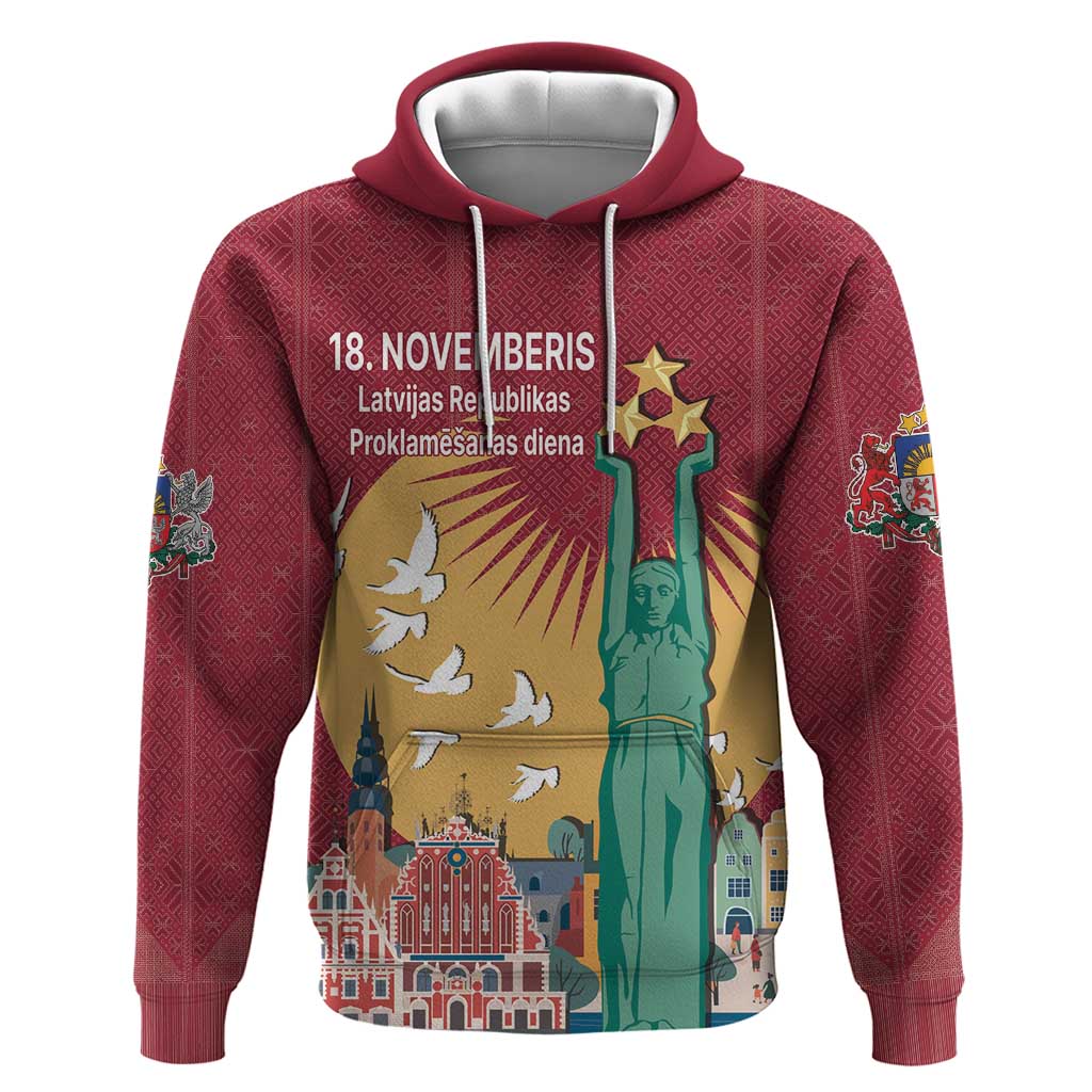 Latvia Independence Day Hoodie Latvija with Freedom Monument LT17