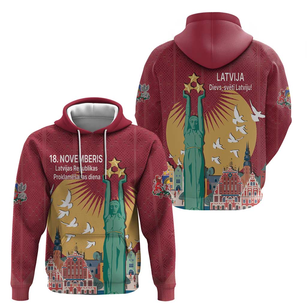 Latvia Independence Day Hoodie Latvija with Freedom Monument LT17