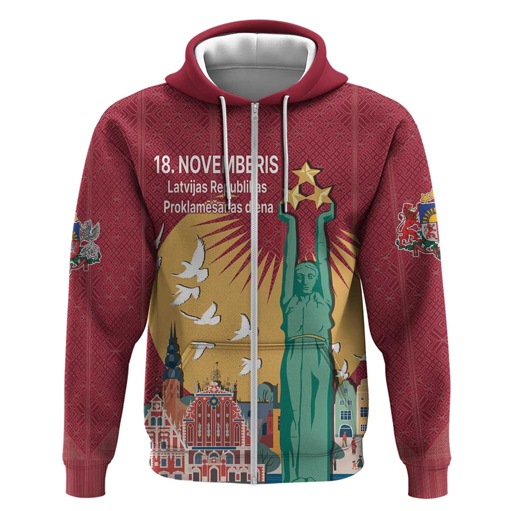 Latvia Independence Day Hoodie Latvija with Freedom Monument LT17