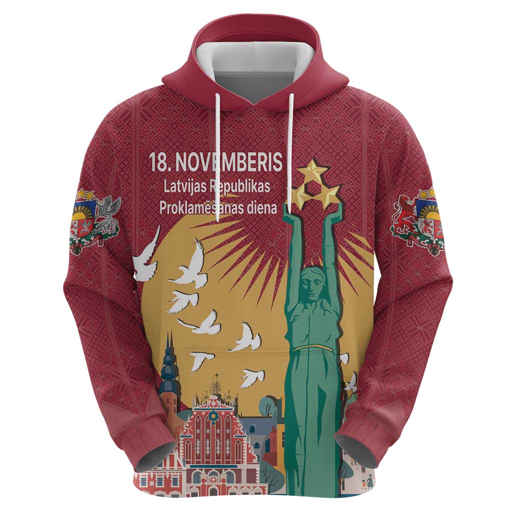Latvia Independence Day Hoodie Latvija with Freedom Monument LT17
