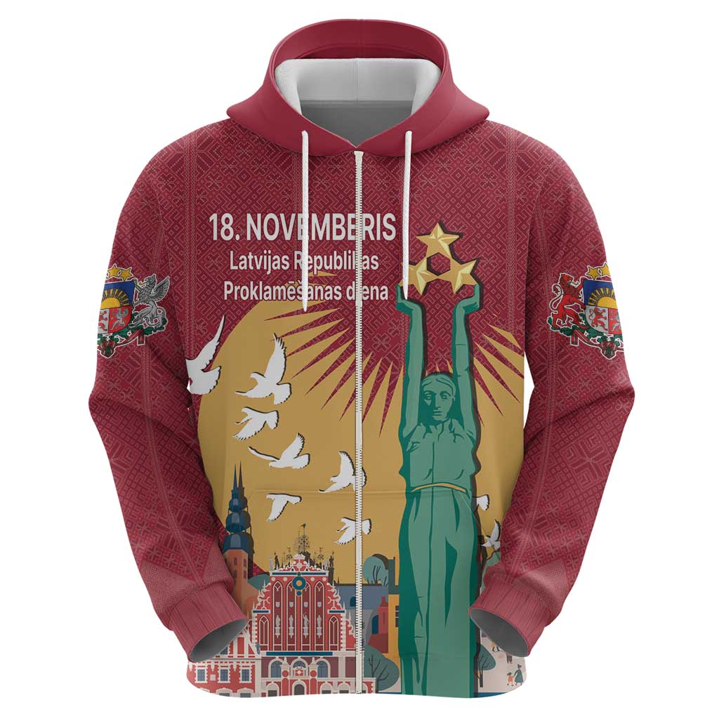 Latvia Independence Day Hoodie Latvija with Freedom Monument LT17