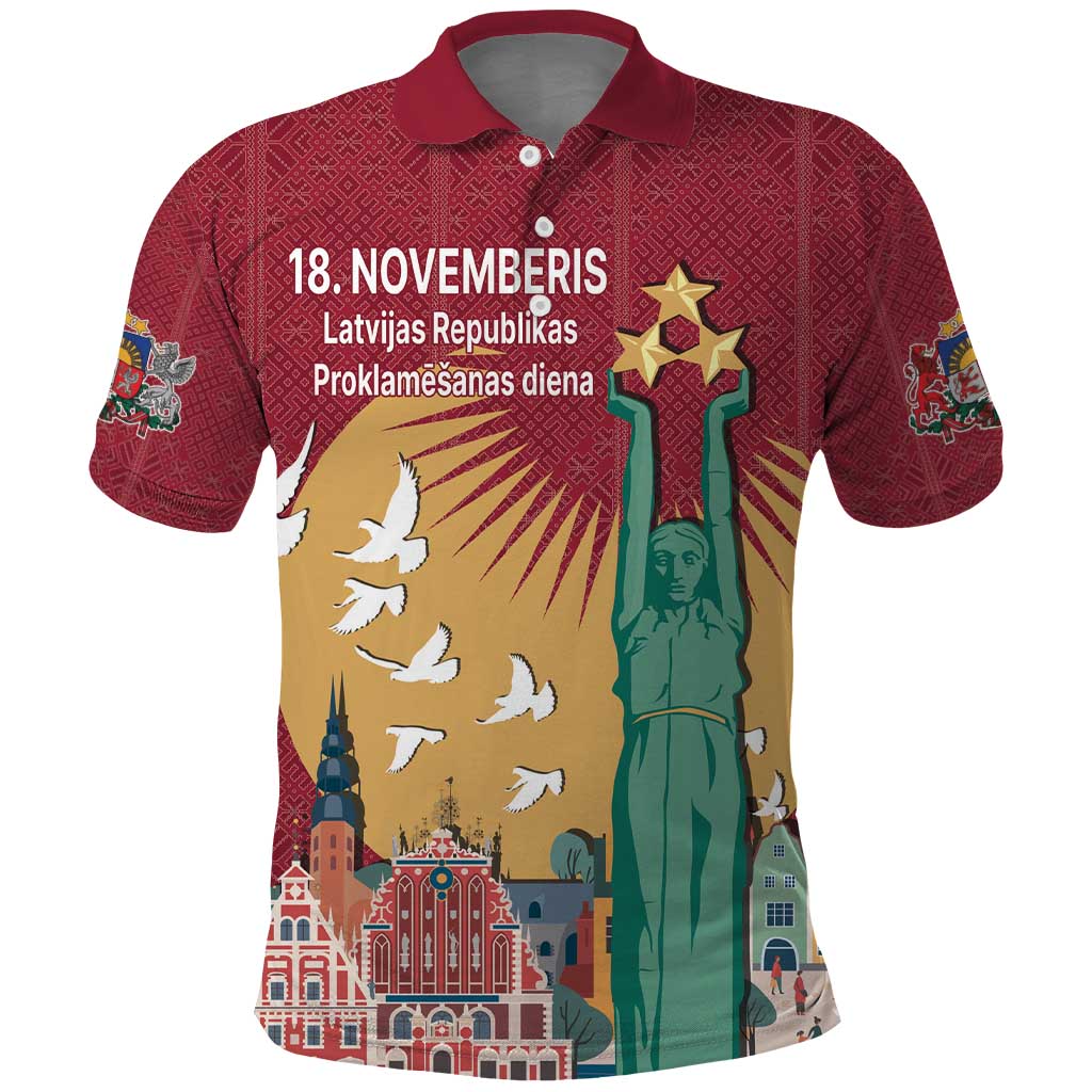 Latvia Independence Day Polo Shirt Latvija with Freedom Monument LT17
