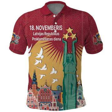 Latvia Independence Day Polo Shirt Latvija with Freedom Monument LT17