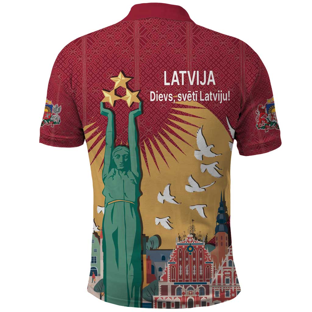 Latvia Independence Day Polo Shirt Latvija with Freedom Monument LT17