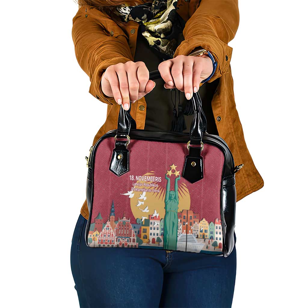 Latvia Independence Day Shoulder Handbag Latvija with Freedom Monument LT17