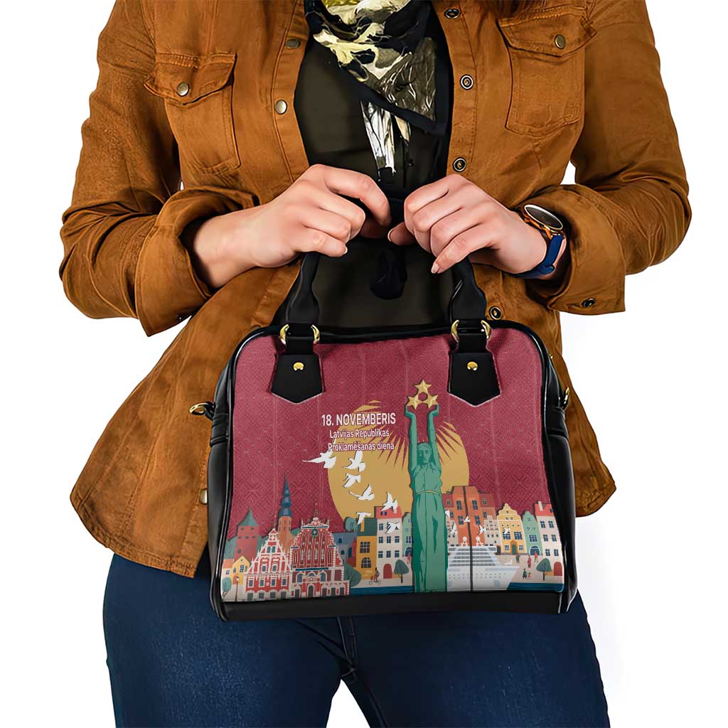 Latvia Independence Day Shoulder Handbag Latvija with Freedom Monument LT17