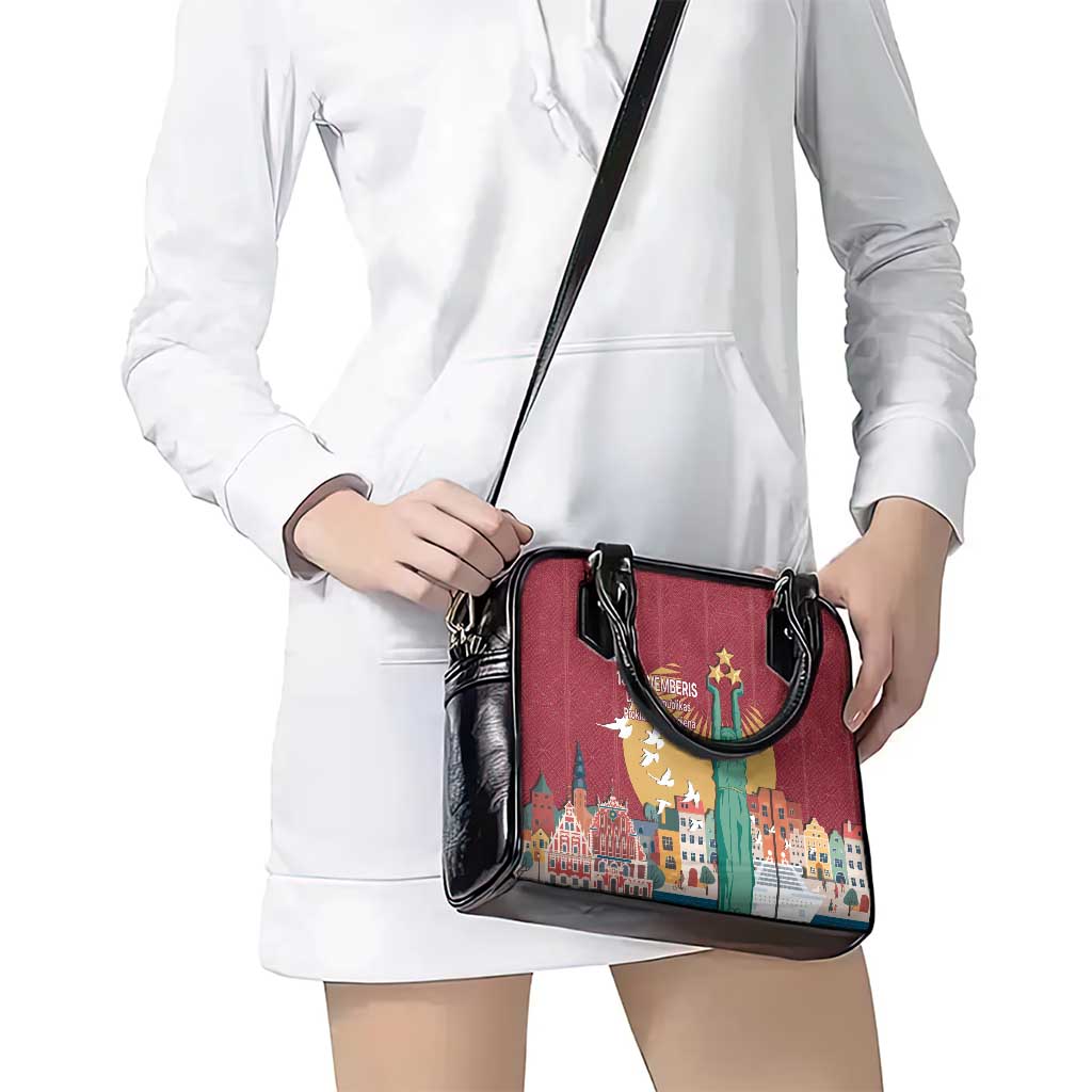 Latvia Independence Day Shoulder Handbag Latvija with Freedom Monument LT17