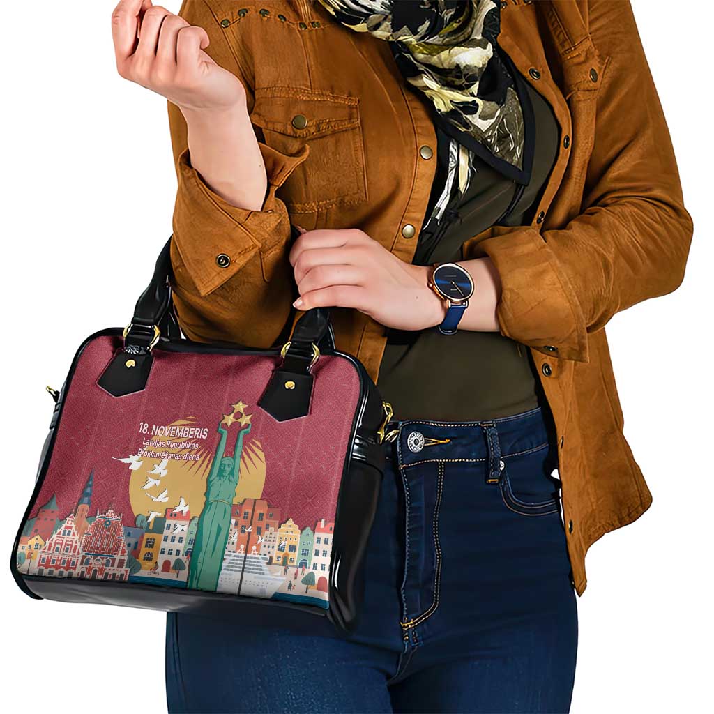 Latvia Independence Day Shoulder Handbag Latvija with Freedom Monument LT17