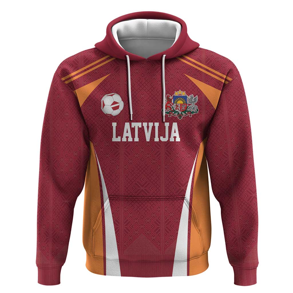 Latvia Football Custom Hoodie Red Latvian Pattern LT17