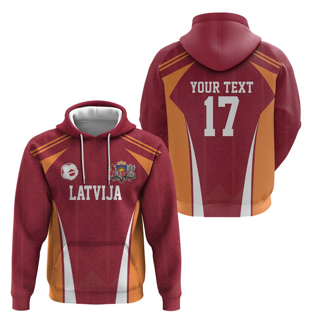 Latvia Football Custom Hoodie Red Latvian Pattern LT17