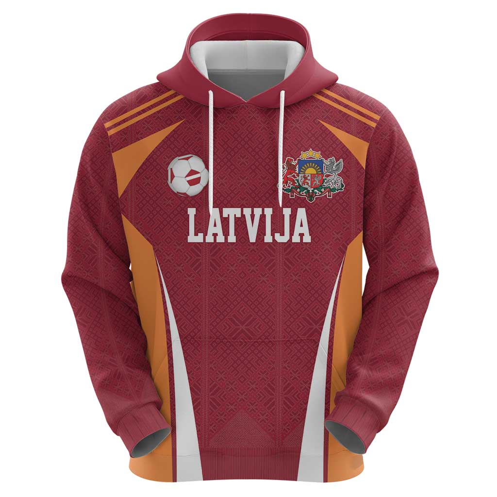 Latvia Football Custom Hoodie Red Latvian Pattern LT17