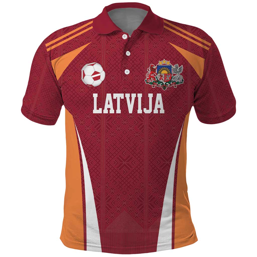 Latvia Football Custom Polo Shirt Red Latvian Pattern LT17