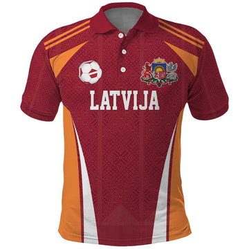 Latvia Football Custom Polo Shirt Red Latvian Pattern LT17