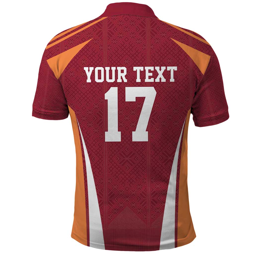 Latvia Football Custom Polo Shirt Red Latvian Pattern LT17