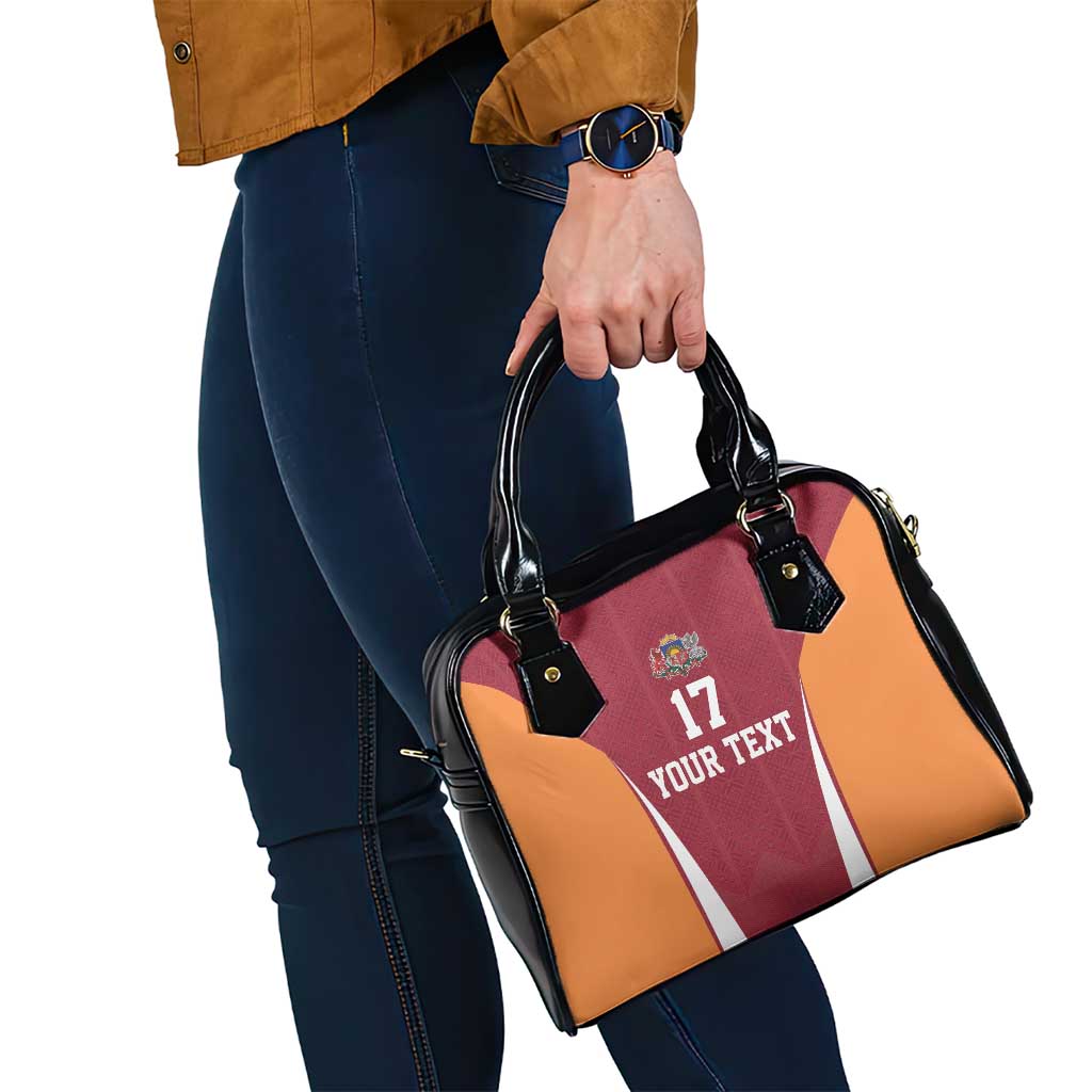 Latvia Football Custom Shoulder Handbag Red Latvian Pattern LT17