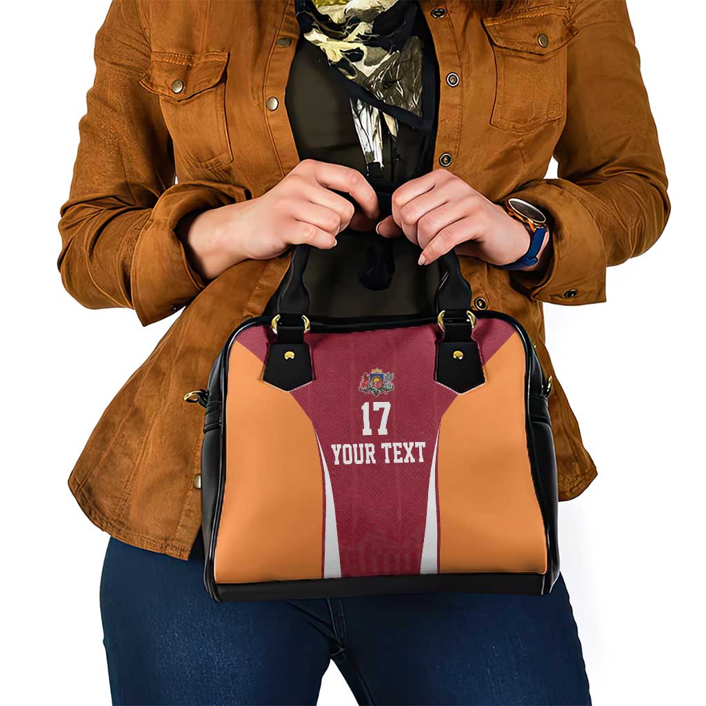 Latvia Football Custom Shoulder Handbag Red Latvian Pattern LT17