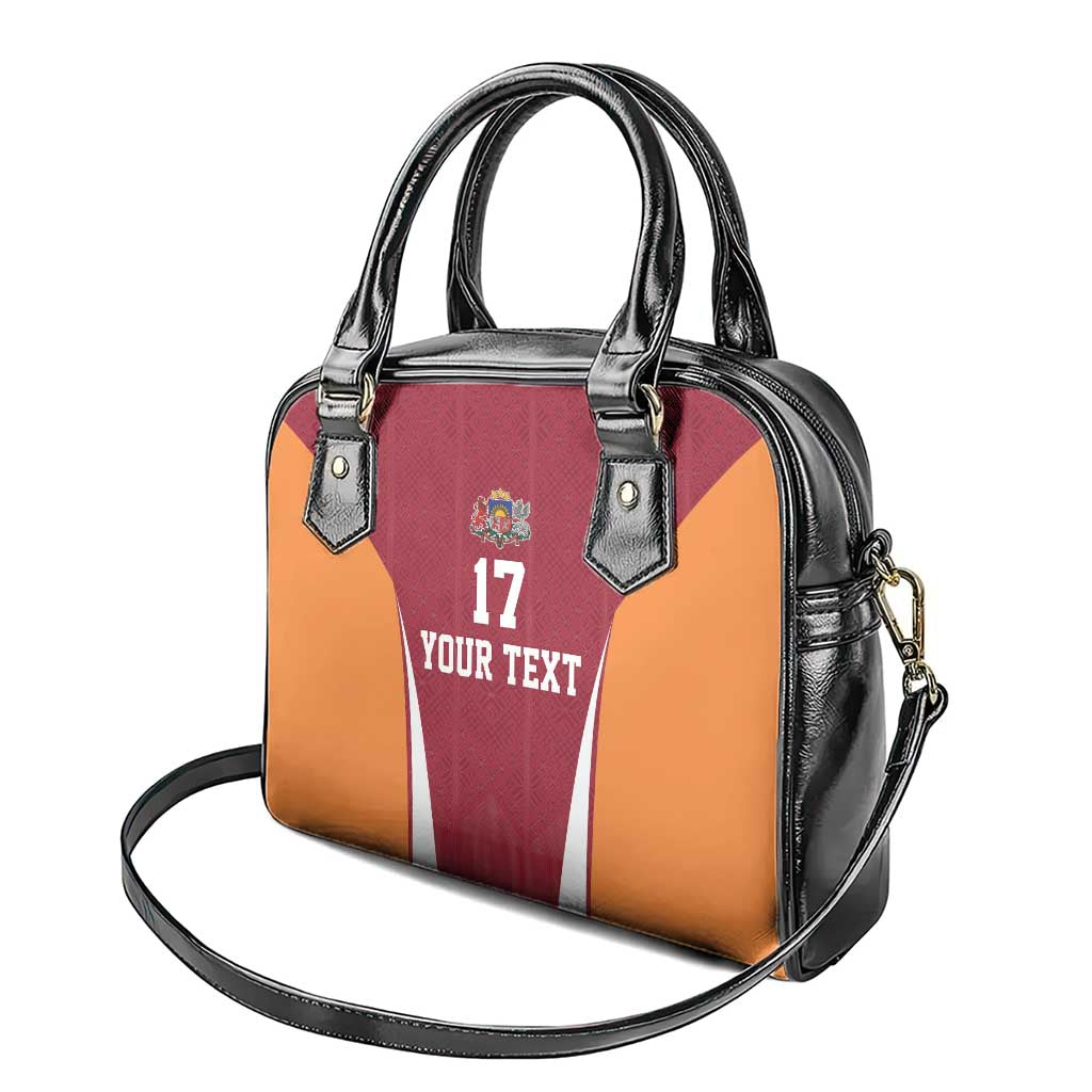 Latvia Football Custom Shoulder Handbag Red Latvian Pattern LT17