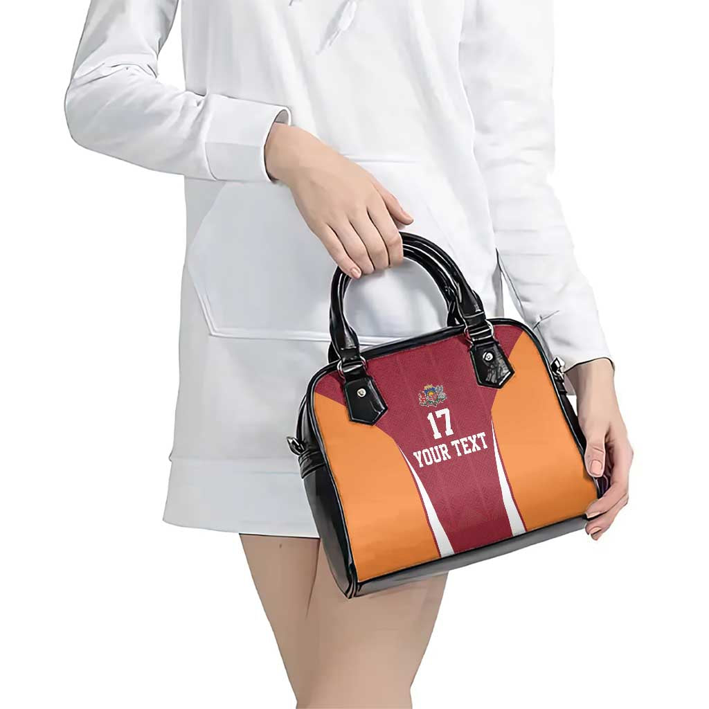 Latvia Football Custom Shoulder Handbag Red Latvian Pattern LT17