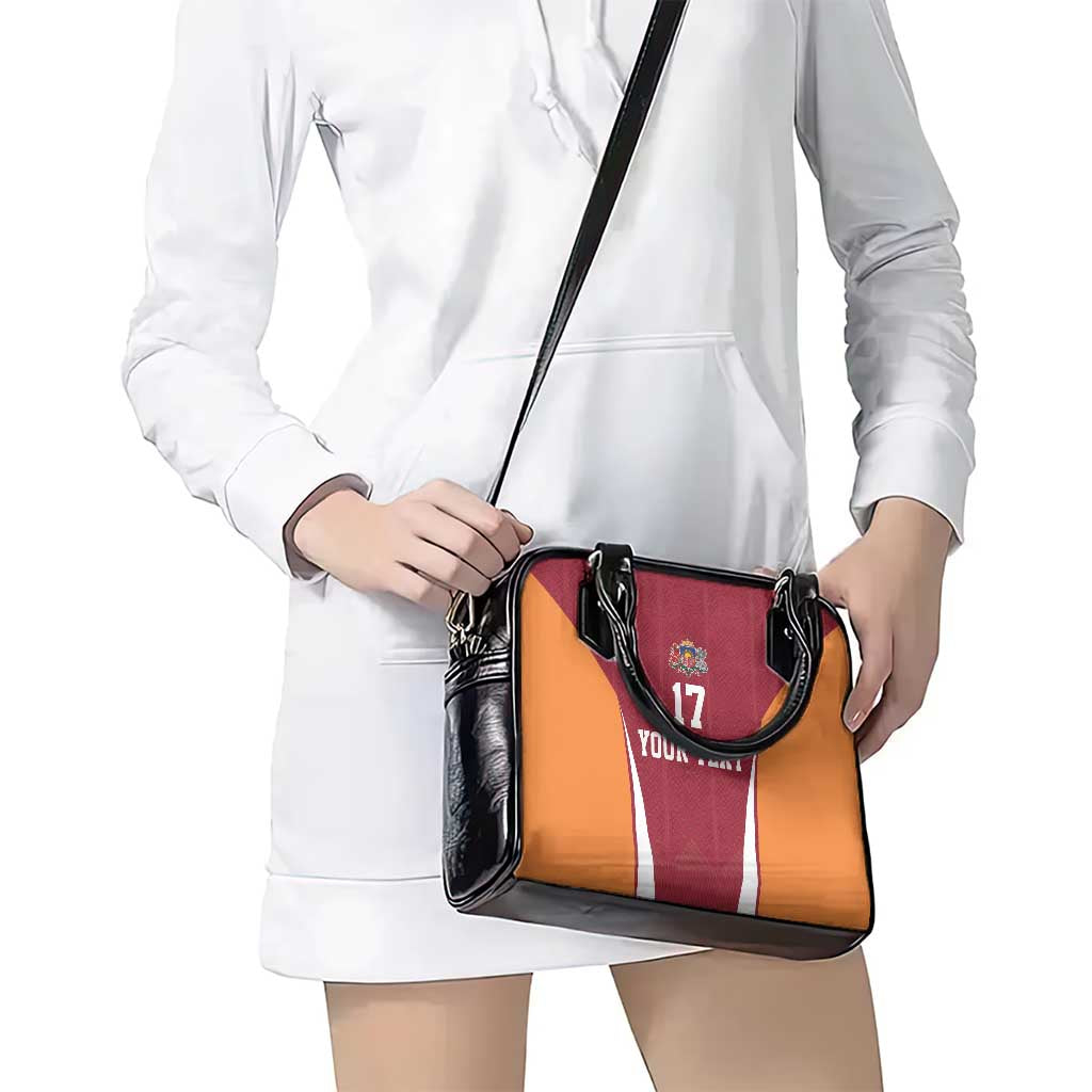 Latvia Football Custom Shoulder Handbag Red Latvian Pattern LT17