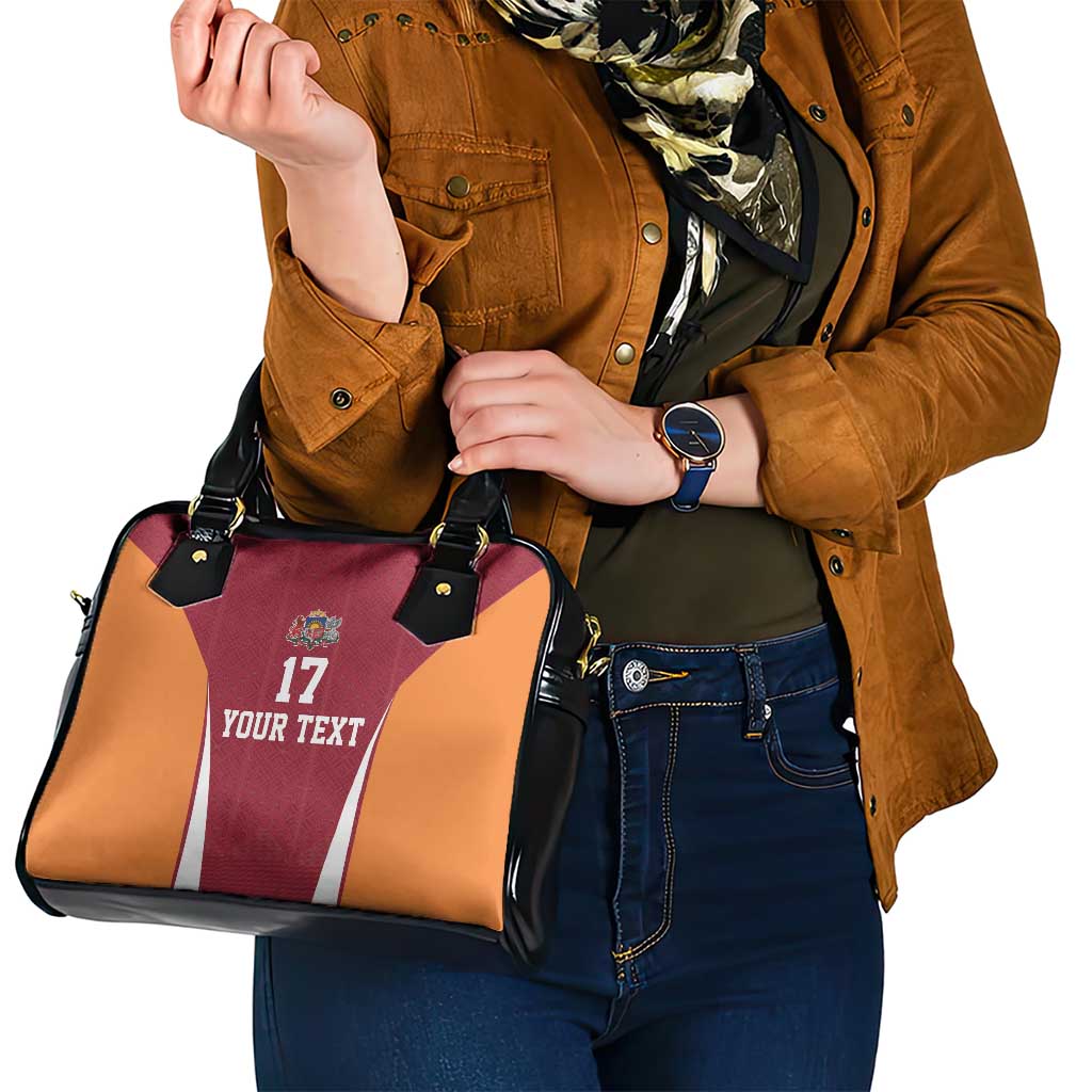 Latvia Football Custom Shoulder Handbag Red Latvian Pattern LT17