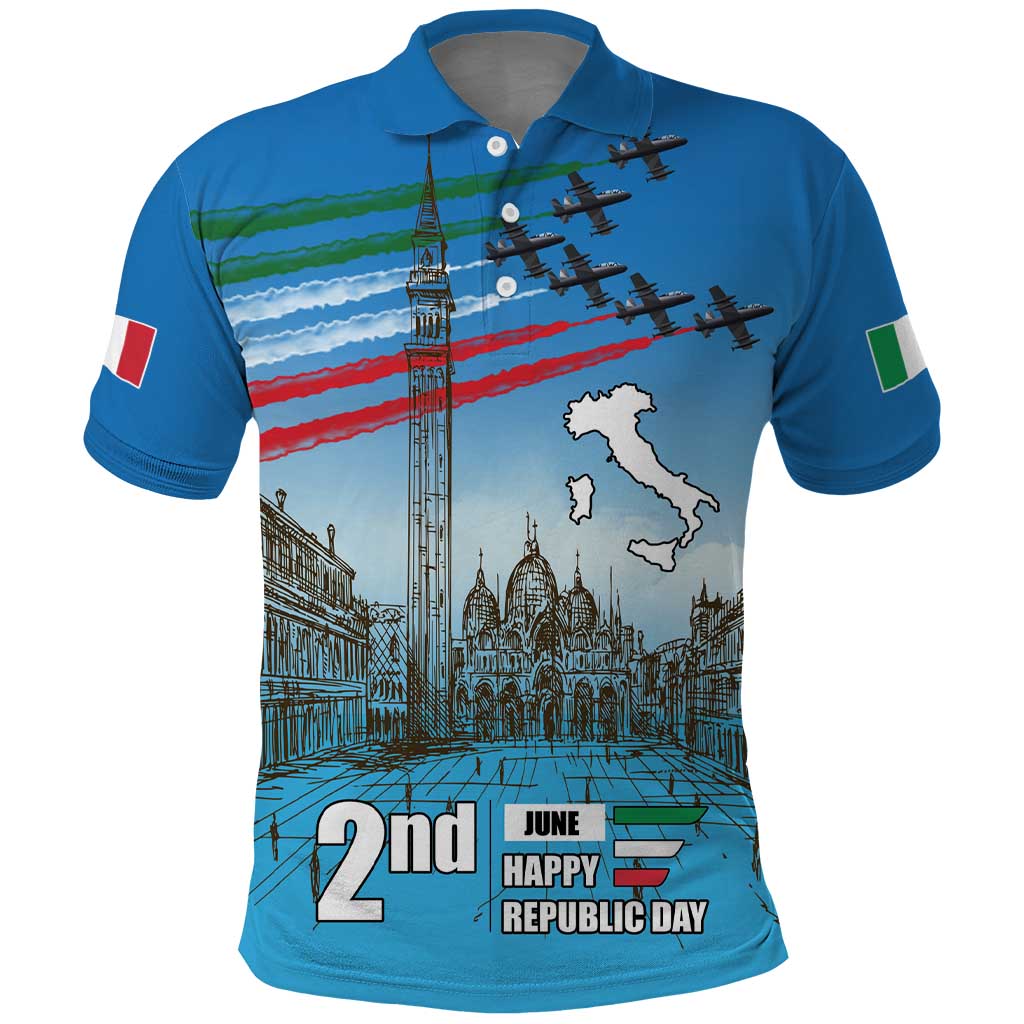 Italy Republic Day Polo Shirt Festa della Repubblica with Frecce Tricolori LT17