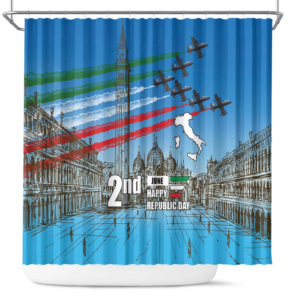 Italy Republic Day Shower Curtain Festa della Repubblica with Frecce Tricolori LT17